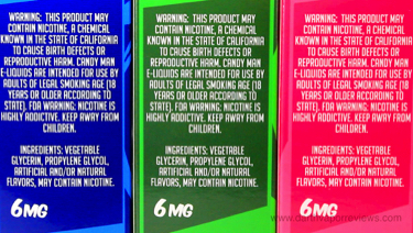 Candyman E-Liquid Line Ingredients